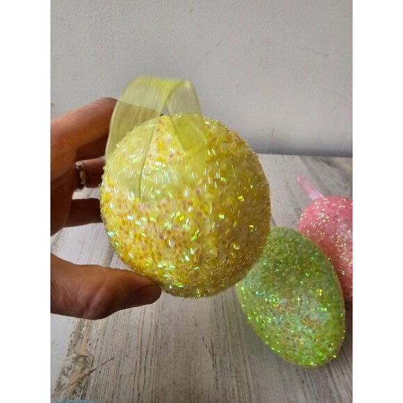 Large sequin glitter egg ornament Easter spring decor green pink blue sparkle - Picture 5 of 12